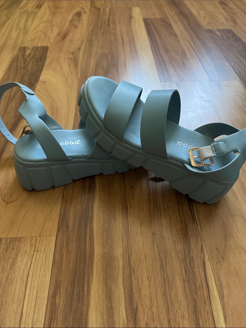Weeboo Chunky Platform Slingback Sandals in Light Blue